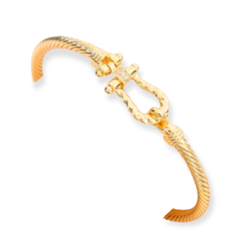 Designer inspired hook Bangle Bracelet with stones